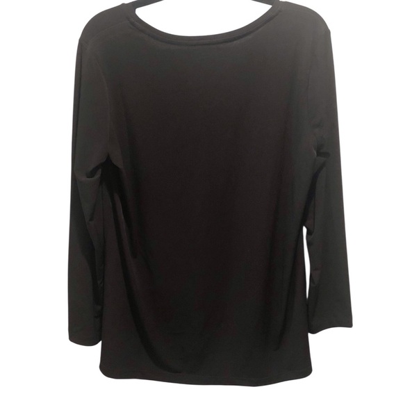 Susan Graver Modern Essentials Women's MP Black Long Sleeve Liquid Knit Top - Picture 2 of 4